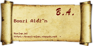 Boszi Alán névjegykártya